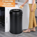 17 gal Stainless Steel Trash Can Fingerprint-Proof Open-Top Commercial Garbage Bin for Restaurant Kitchen Office