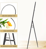 64"x21" Hanging or Leaning Arched-Top Full Body Mirror w/ Stand for Bedroom