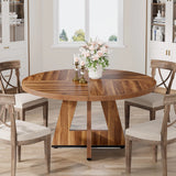 Tribesigns Round Dining Table for 4, 47 Inch Farmhouse Kitchen Table Small Dinner Table