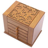 5-tier Wooden Large Capacity Storage Box  w/ Drawers Mirror for Bracelets