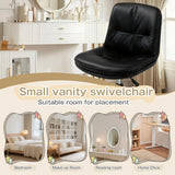 PU Leather Swivel Office Desk Chair with Back Height Adjustable Armless
