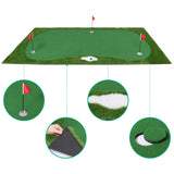 Golf Putting Training Mat 3 Flag Practice Putting Green Mat Movable