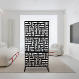 Metal Privacy Screen Outdoor Decorative Privacy Screen with Stand Freestanding Privacy Screen