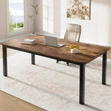 Industrial Rectangular Dining Table for 6-8 People Sturdy Metal Frame Table