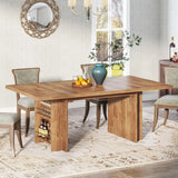 Farmhouse Dining Table for 6 to 8, 63-Inch Rectangular Kitchen Table with Storage