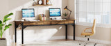 Computer Desk, 200 x 60 x 82 cm, Double Long Desk with 2 Drawers, Office Table, Work Table