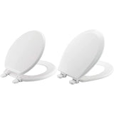 400TTA 000 Economy Toilet Seat Durable Enameled Wood ROUND White and 500EC 390 Toilet Seat ith Easy Clean