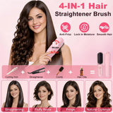 Cordless Hair Straightener Brush with MCH Fast Heating, 5D Dense Bristles, Rechargeable
