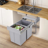 20L Each Dual Pull-Out Trash Can Easy Install Under Cabinet Kitchen Waste Bin