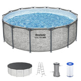 Steel Pro MAX 14' x 48"Outdoor Swimming Pool Set with Filter Pump, Ladder