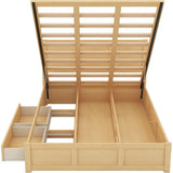 Mid-Size Bed with Storage, Illuminated, 2 Drawers, No Box Spring, Natural
