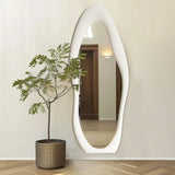 Decorative Full Length Floor Mirror 63x24, With Stand Ivory Flannel Frame
