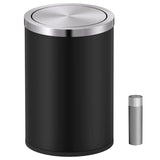 Small Swing Lid Trash Can 2.4 Gallons, Stainless Steel Mini Garbage Bin for Home Office