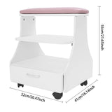 3-tier Foot Rest Manicure Stool Pedicure Cart Footbath Trolley with 4 Casters for Beauty Salon