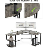 Reversible L Shaped Desk with Large Surface 69 Inch Sturdy Corner Desk with Storage Shelves