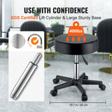 SucceBuy Rolling Round Stool 40cm Diameter w/ 5 Swivel Casters 360° Rotation Height Adjustable Round