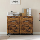 3 Drawer Rolling File Cabinet with Lock & Casters, Wooden Mobile Storage Organizer Printer Stand