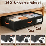 Under Bed Storage with Wheels 2-Pack, 66L Clear Lids for Clothes, Shoes