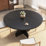 47 Inch Round Dining Table for 4-6 People Rustic Wood Circle Kitchen Table