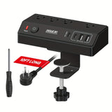 1pc Fast Charging Desktop Edge Power Strip Surge Protector W/ USB C,,8.8Ft
