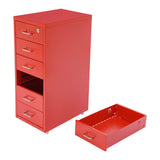 6-Drawers Mobile File Cabinet With Lock 4* Wheels Steel Vertical  Filing Cabinet Office Cabinet