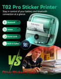 300DPI Sticker Printer - T02 Pro    Mini Printer Inkless Sticker Maker for Smartphon,