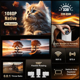 Android 11 WiFi6 BT5.4 Mini Outdoor Movie Projector with Air Mouse