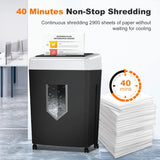 15-Sheet Crosscut Paper Shredder, 40 Mins Heavy Duty, Anti-Jam, P-4 Security