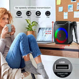 FanFun Wireless Outdoor Speaker, Portable Speaker with Microphone, Colorful DJ Light, Dual Microphone Jacks, TF Card Compatible