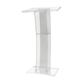 Acrylic Podium Modern Clear Lectern 7.8mm Thick with Storage Shelf for Conference Wedding