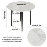 Modern Round Kitchen Dining Table Marble Top 80cm Diameter Linving Dining Room Restaurant Island Table for 4 Seat