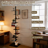 Metal Spine Bookshelf 9-Tier Metal Vertical Bookshelf DIY Spine Book Tower, 67" H Vertical Spine Book Tower