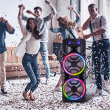 2800W Dual 12" Bluetooth Speaker Karaoke Portable Heavy Bass Sound System Party