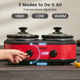 Double Small Slow Cooker Buffet Server and Warmer with 2 Mini Pots