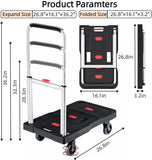 Folding Hand Truck, 330 Lbs Heavy Duty Luggage Cart, Portable Push Cart Dolly