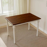 Walnut Top Rectangle Dining Table for 2-4, Solid Wood Space-Saving Kitchen Table