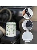 Green Leaf Pattern Collapsible Car Trash Can Portable Garbage Bin For Front Back Floor