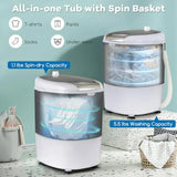 Mini Portable Washing Machine for home, apartment, dorms and RV use; durable grey plastic