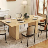 6-8 Seater Rustic Dining Table with Natural Wood Slat Base, Perfect for Family Meals