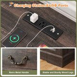 EnHomee 55" Wide 8-Drawer Dresser w/ Built-in Power Strip&RGB LED Lights
