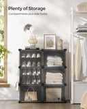 SONGMICS Shoe Rack, 6 Cubes With Doors, 24 Pair For Bedroom,  Plastic