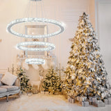 Crystal Ceiling Chandelier 3 Rings Hanging Chandelier In The Living Room