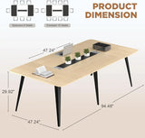 94.48L 47.24W 29.92H Light Wood Grain Conference Table With Cable Grommets For Office Meeting