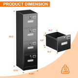 4 Drawer File Cabinet Metal Filing Cabinet with Lock for Office