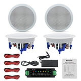 Herdio 5.25” 4PCS Flush Mount Bluetooth Ceiling Speaker System Max Power 600W Great For Humid Indoor