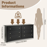 JHK 59IN Wood 6 Dresser Drawers Cabinet for Living Room Stable Structure