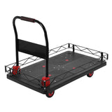 2 IN 1 Silent TPR Wheels Hand Trucks W/Steel Wire Fence Fold Pull Goods Cart