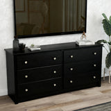 JHK 59IN Wood 6 Dresser Drawers Cabinet for Living Room Stable Structure