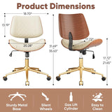 Home Office Desk Chair with Swivel Wheels, Modern PU Leather Armless Office Chair