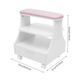 3-tier Foot Rest Manicure Stool Pedicure Cart Footbath Trolley with 4 Casters for Beauty Salon